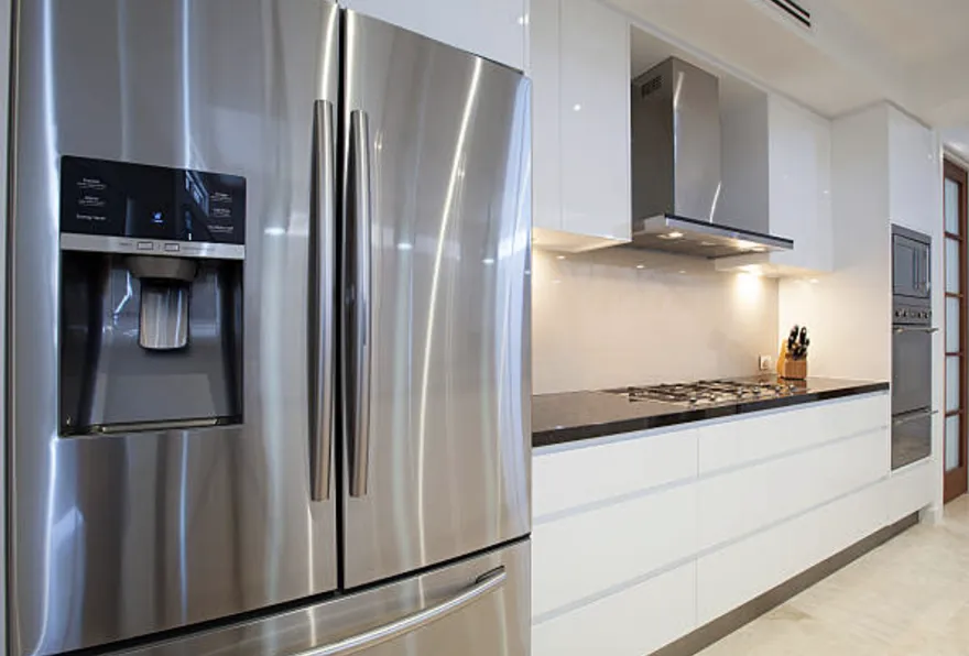 stainless steel refrigerator in a modern Indio kitchen